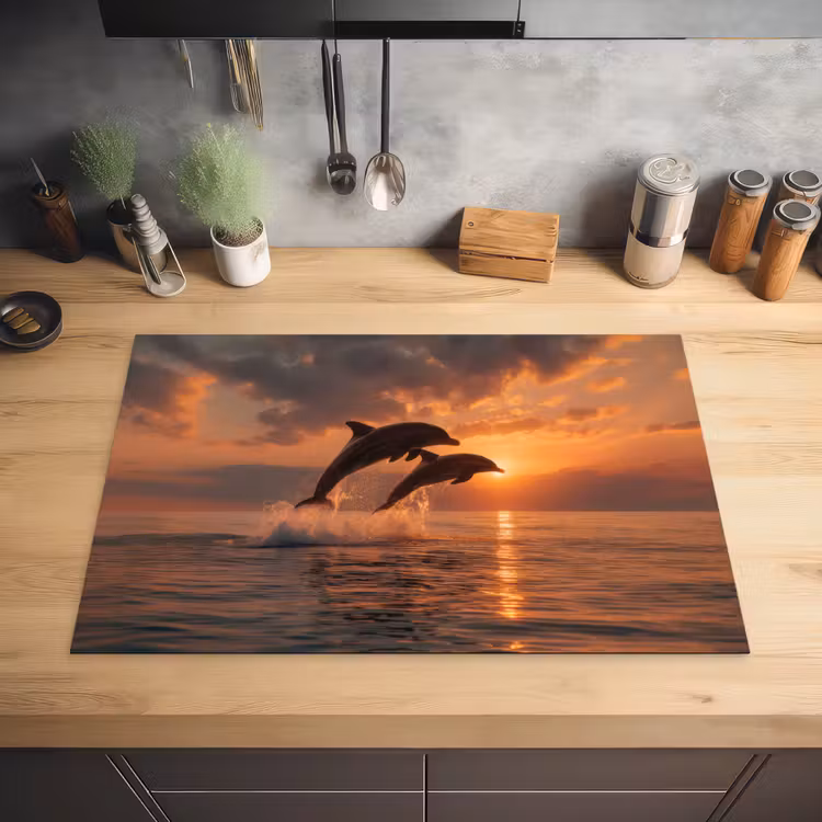 Dolfijnen - Zee - Realistisch Inductie beschermer vinyl 3mm klein -sfeer5