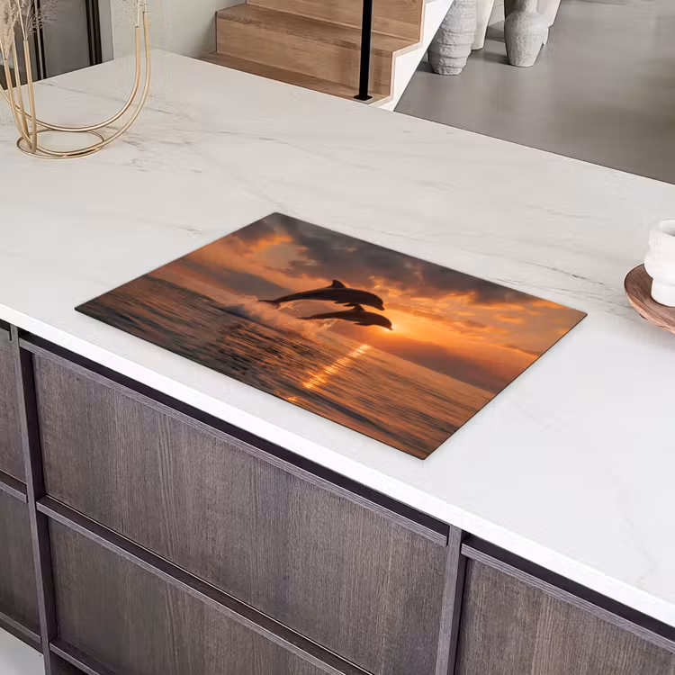 Dolfijnen - Zee - Realistisch Inductie beschermer vinyl 3mm klein -sfeer8