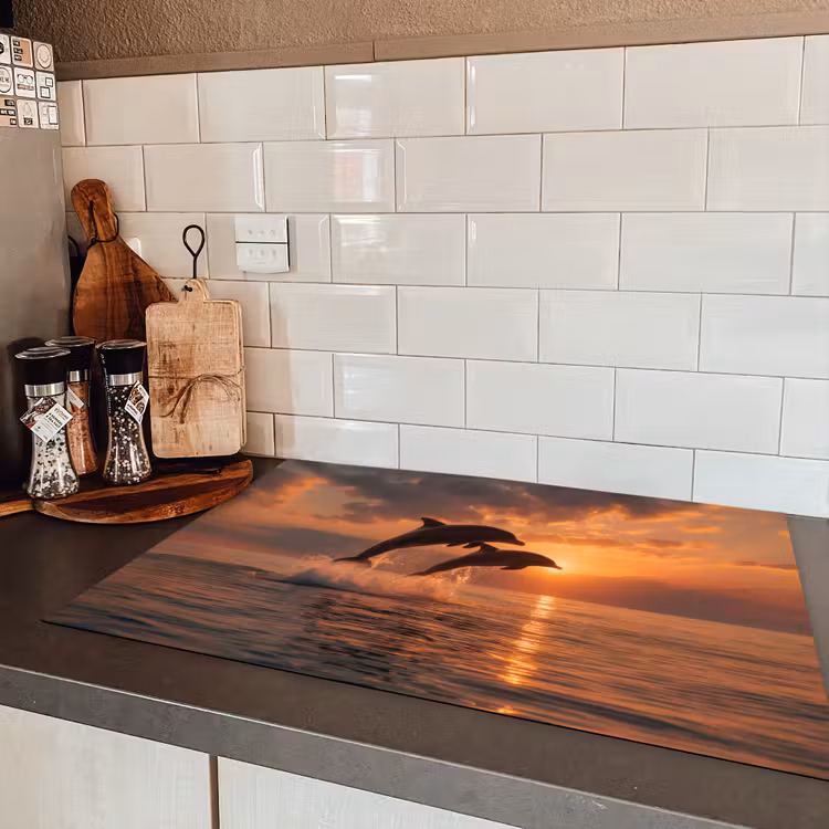 Dolfijnen - Zee - Realistisch Inductie beschermer vinyl 3mm klein -sfeer3
