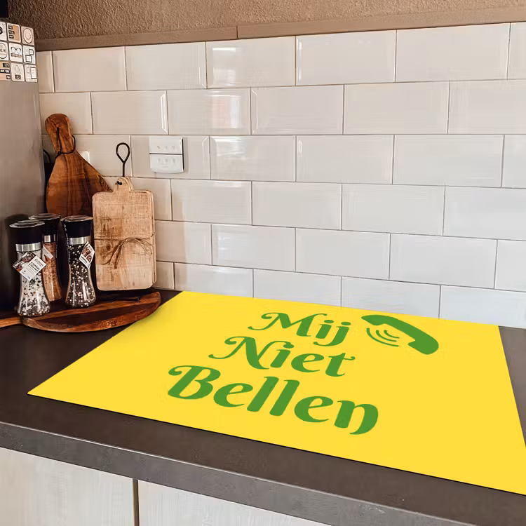 Mij niet bellen - Telefoon - Geel Inductie beschermer vinyl 3mm klein -sfeer3