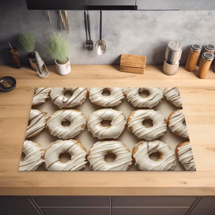 Donuts - Chocolade - Wit - Beige Inductie beschermer vinyl 3mm klein -sfeer5