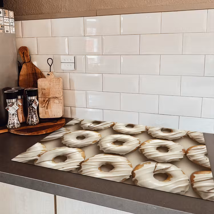 Donuts - Chocolade - Wit - Beige Inductie beschermer vinyl 3mm klein -sfeer3