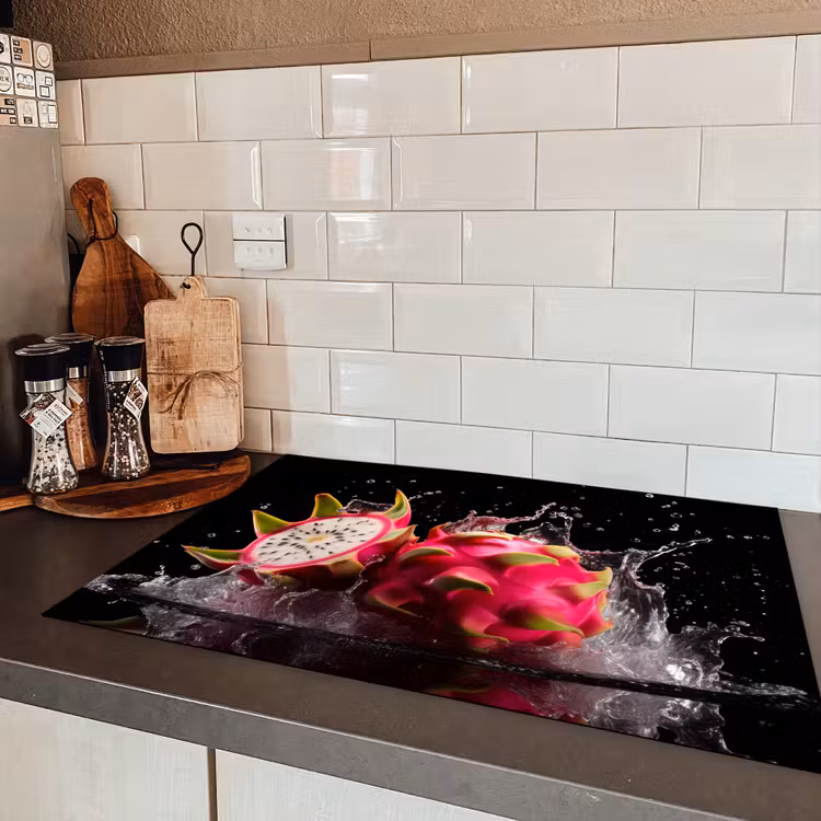 Drakenfruit - Zwart - Water - Vrucht - Fruit Inductie beschermer vinyl 3mm klein -sfeer3