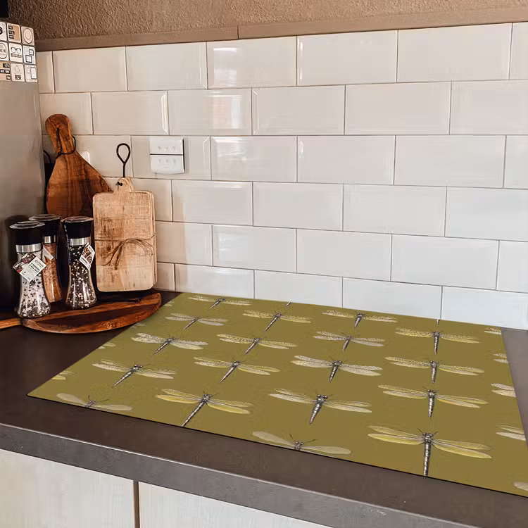 Libellen - Patroon - Groen Inductie beschermer vinyl 3mm klein 276 -sfeer3