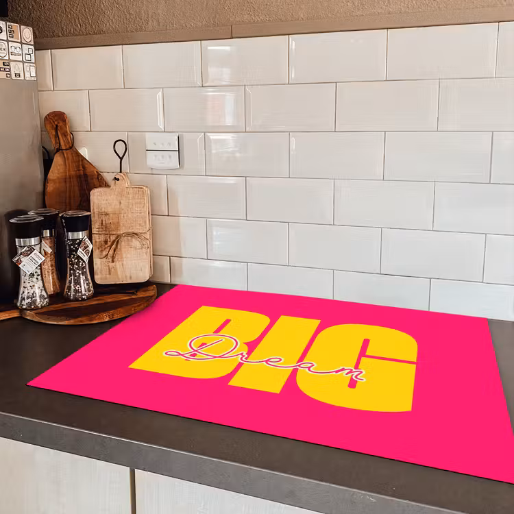 Dream big - Roze - Geel - Minimalistisch Inductie beschermer vinyl 3mm klein -sfeer3