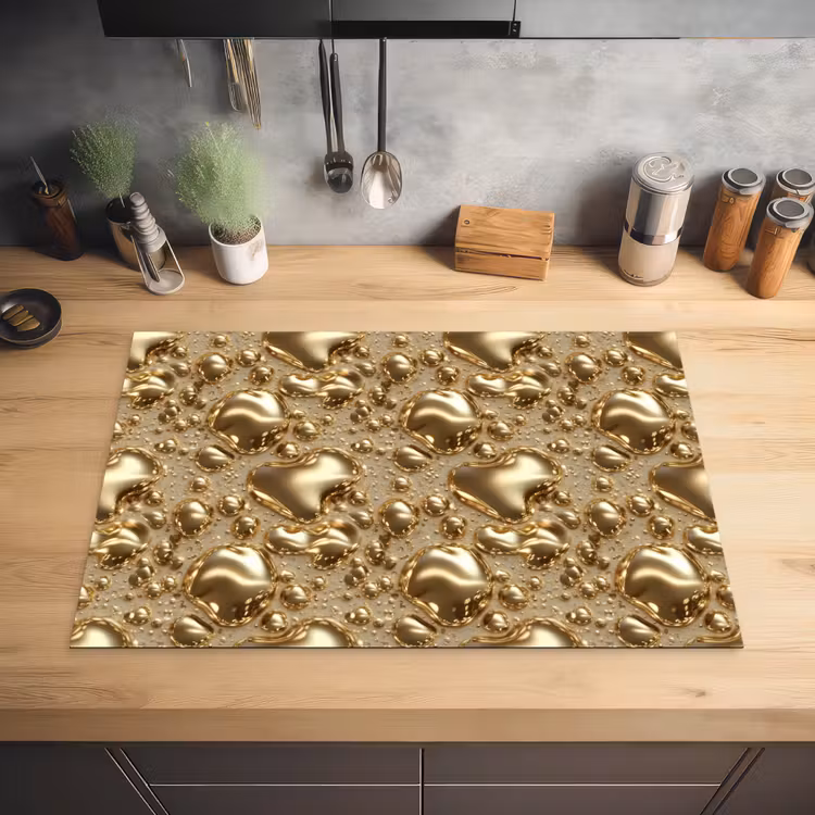 Druppels - Organisch - Goud Inductie beschermer vinyl 3mm klein 276 -sfeer5