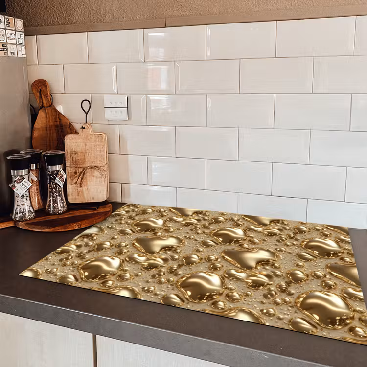Druppels - Organisch - Goud Inductie beschermer vinyl 3mm klein 276 -sfeer3