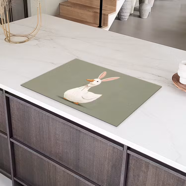 Eend - Konijnoren - Grijs Inductie beschermer vinyl 3mm klein -sfeer8