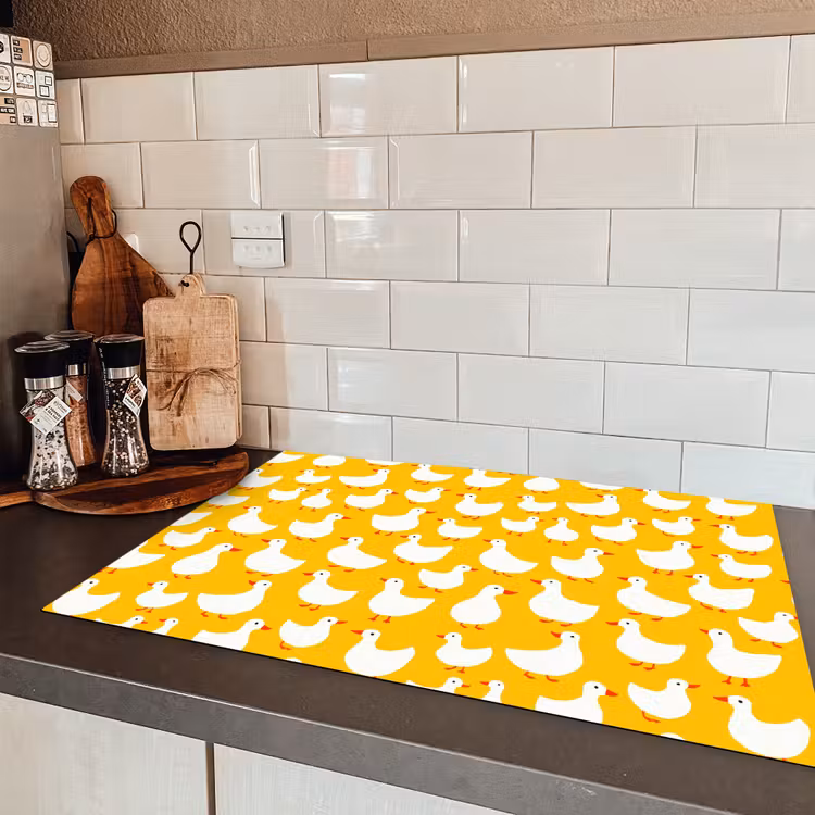 Eendjes - Patroon - Geel Inductie beschermer vinyl 3mm klein 276 -sfeer3