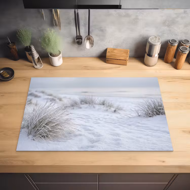 Duinen - Sneeuw - Strand - Winter - Serene Inductie beschermer vinyl 3mm klein -sfeer5