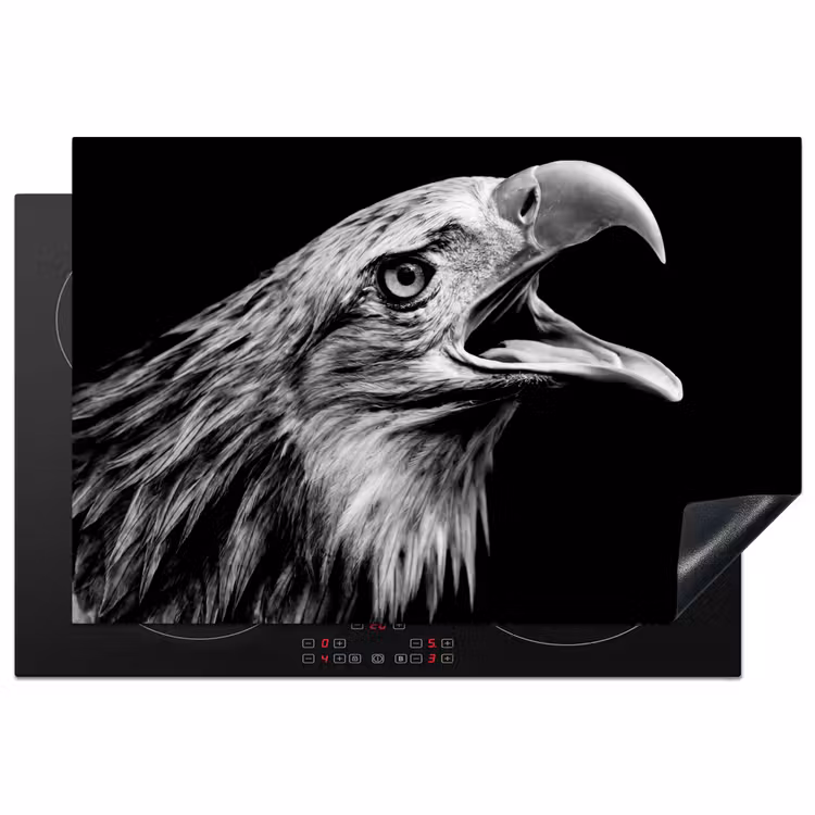 Adelaar - Portret - Roofvogels - Zwart - Wit - Vogel Inductie beschermer vinyl 3mm klein -3d