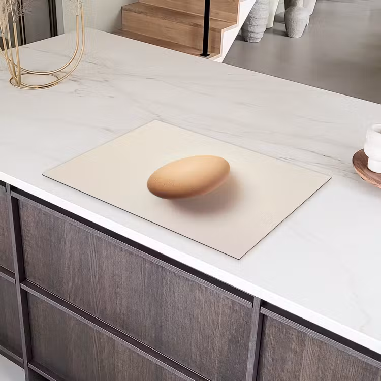 Ei - Beige - Ovaal - Egaal Inductie beschermer vinyl 3mm klein -sfeer8