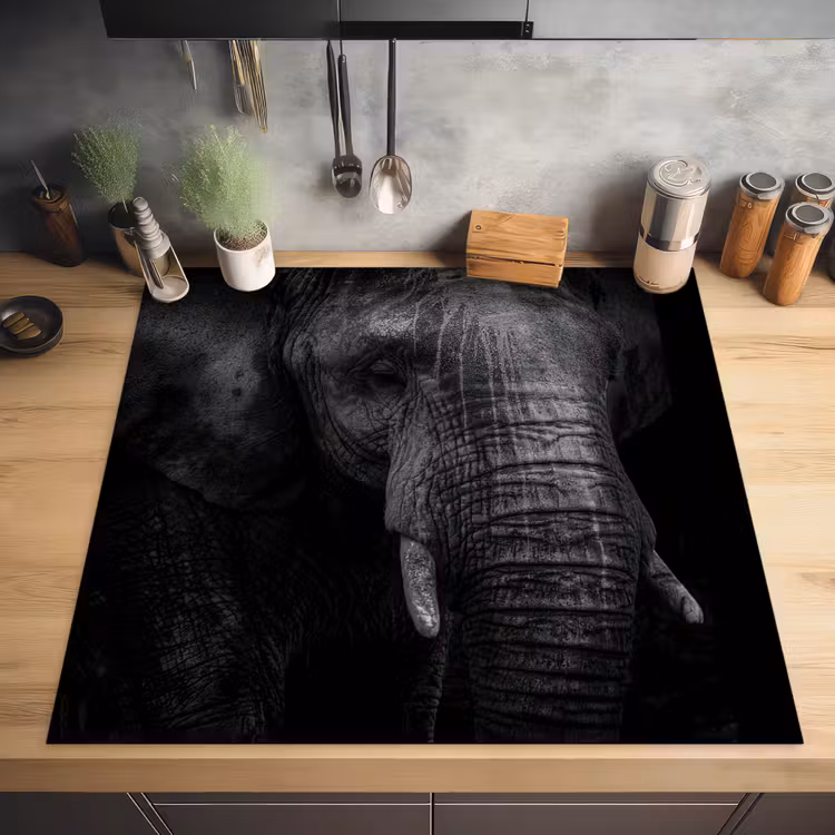 Olifant - Dier - Portret Inductie beschermer vinyl 3mm middel -sfeer5