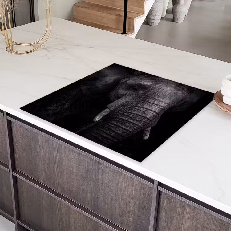 Olifant - Dier - Portret Inductie beschermer vinyl 3mm middel -sfeer8