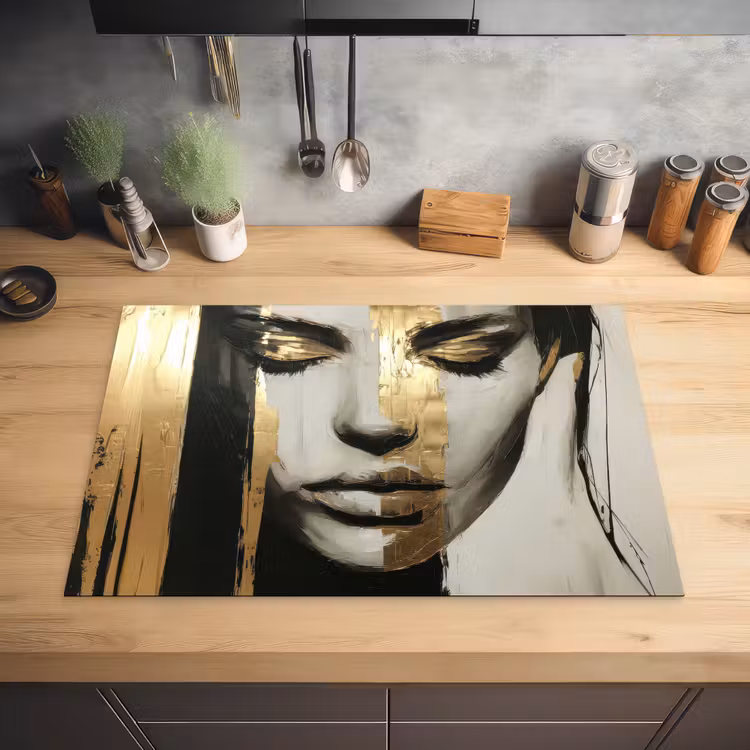 Ogen - Gezicht - Goud - Strepen Inductie beschermer vinyl 3mm klein -sfeer5