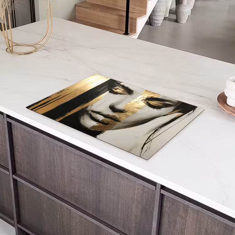 Ogen - Gezicht - Goud - Strepen Inductie beschermer vinyl 3mm klein -sfeer8