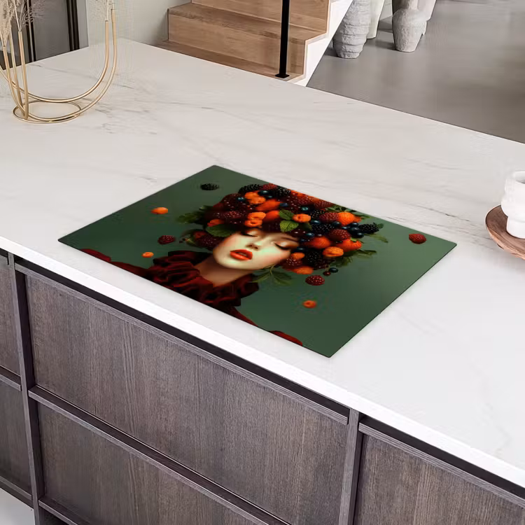 Vrouw - Aardbeien - Frambozen - Bramen - Bessen Inductie beschermer vinyl 3mm klein -sfeer8