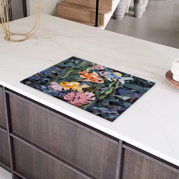Vissen - Koraal - Zee - Mozaïek Inductie beschermer vinyl 3mm klein -sfeer8
