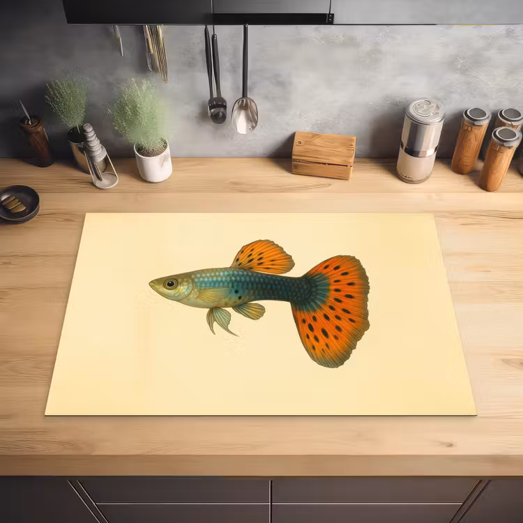 Vis - illustratie - Stippen - Oranje Inductie beschermer vinyl 3mm klein -sfeer5