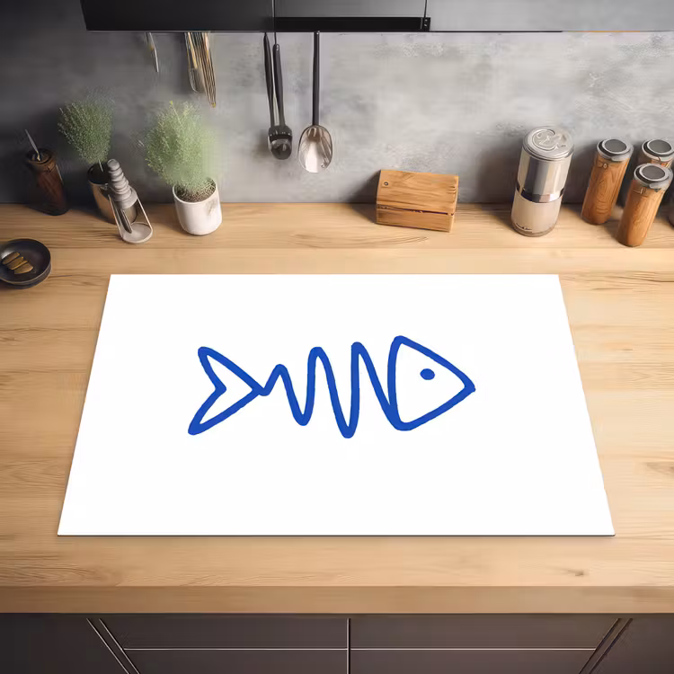 Vis - Minimalistisch - Blauw - Lijn Inductie beschermer vinyl 3mm klein -sfeer5