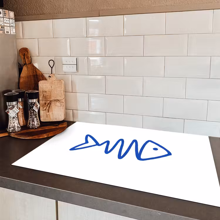 Vis - Minimalistisch - Blauw - Lijn Inductie beschermer vinyl 3mm klein -sfeer3