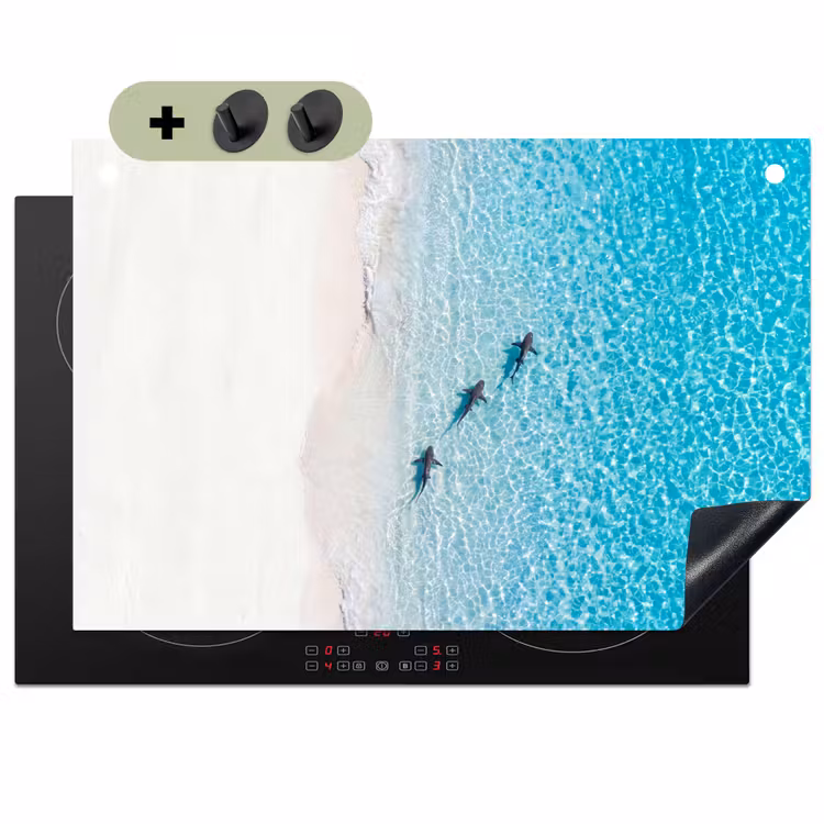 Vis - Oceaan - Strand - Turquoise - Natuur Inductie beschemer met haakjes klein -3d