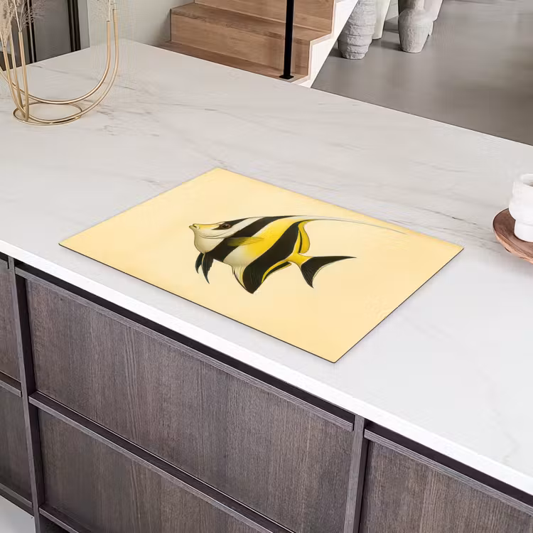 Vis - Sierlijk - Rugvin - Geel Inductie beschermer vinyl 3mm klein -sfeer8