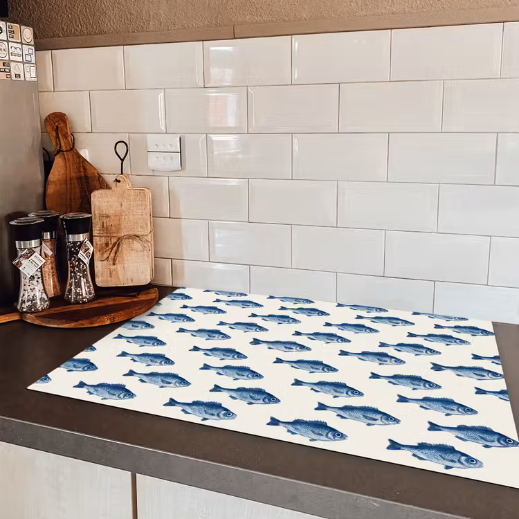 Vis - Patroon - Blauw Inductie beschermer vinyl 3mm klein 276 -sfeer3