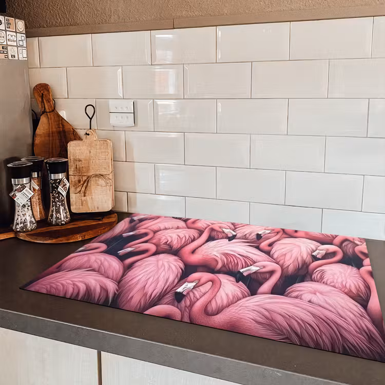 Flamingo - Roze - Dieren Inductie beschermer vinyl 3mm klein -sfeer3