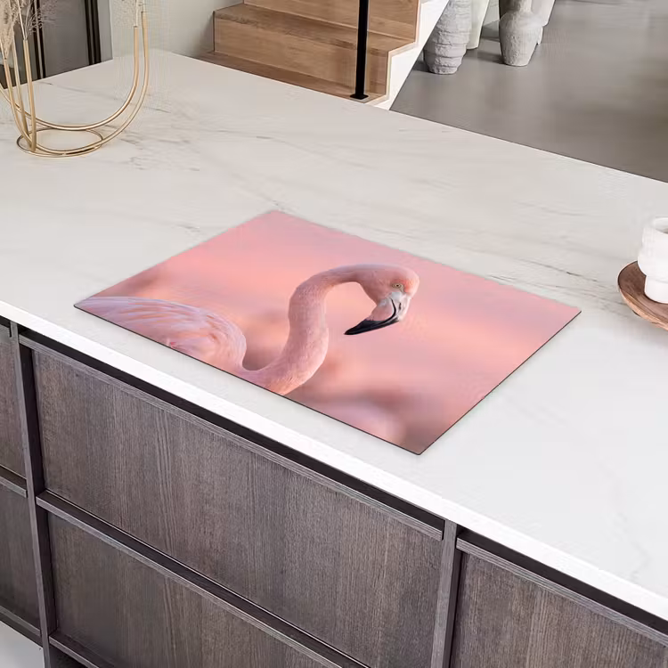 Flamingo - Portret - Roze Inductie beschermer vinyl 3mm klein -sfeer8