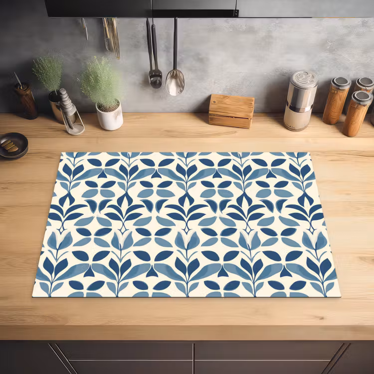Flora - Modern - Blauw Inductie beschermer vinyl 3mm klein 276 -sfeer5