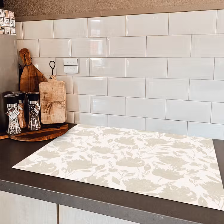 Bloemenpatroon - Silhouet - Wit Inductie beschermer vinyl 3mm klein 276 -sfeer3