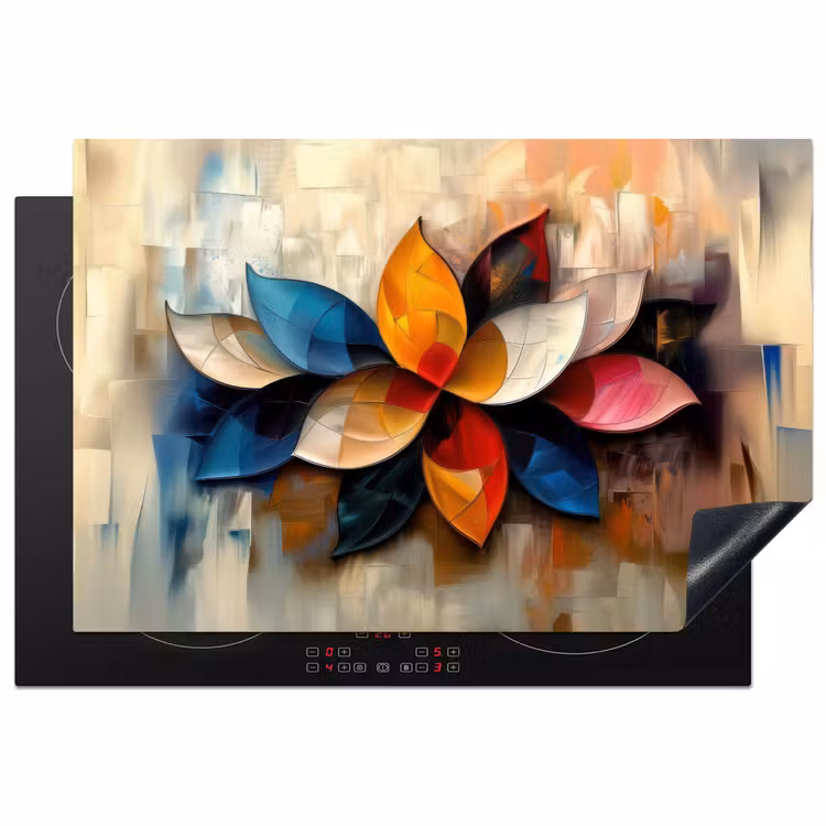 Bloem - Abstract - Kleurrijk - Bladeren Inductie beschermer vinyl 3mm klein -3d
