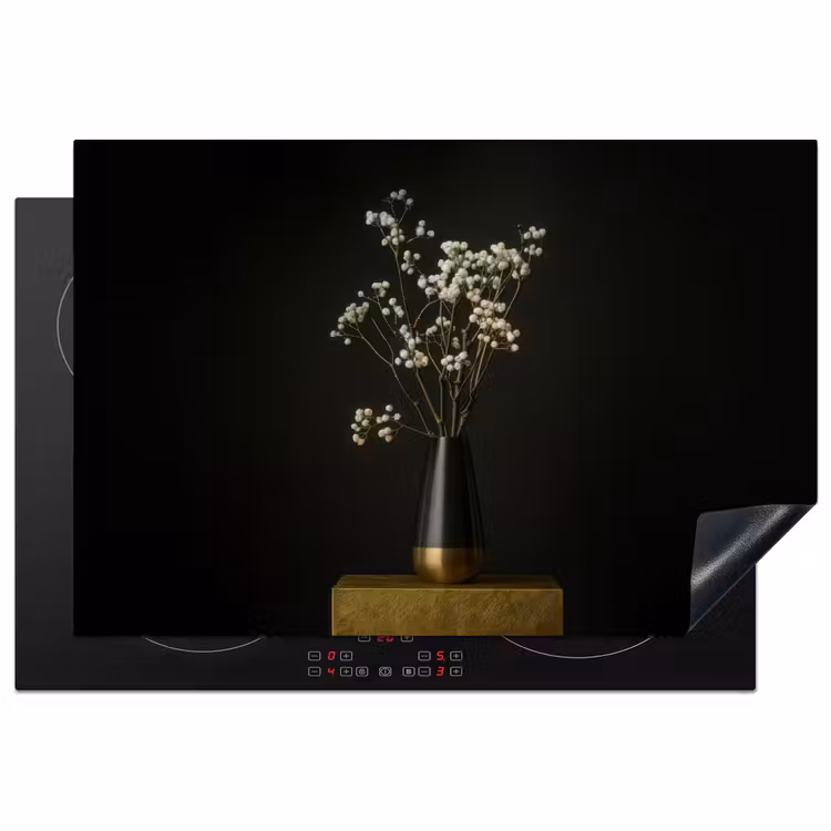 Bloembollen - Wit - Vaas - Minimalistisch Inductie beschermer vinyl 3mm klein -3d