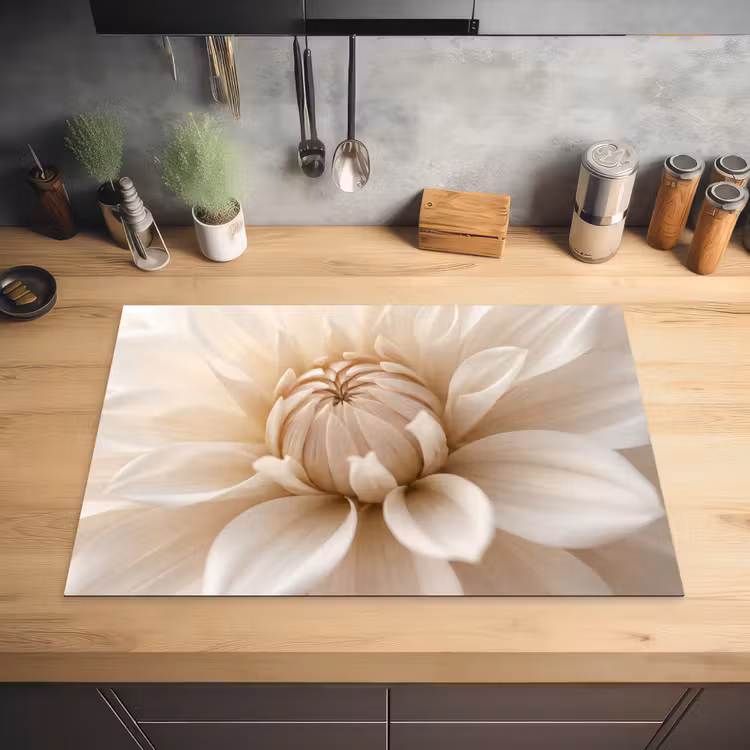 Bloem - Dahlia - Wit Inductie beschermer vinyl 3mm klein -sfeer5