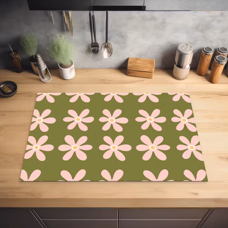 Bloem - Modern - Groen Inductie beschermer vinyl 3mm klein 276 -sfeer5