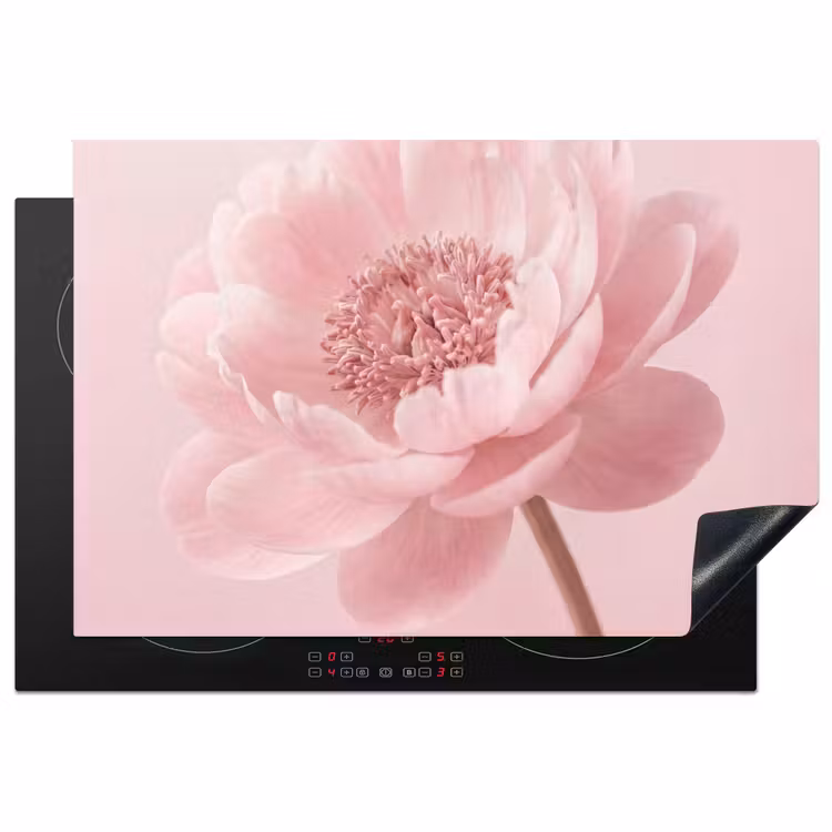 Bloem - Pioenroos - Roze Inductie beschermer vinyl 3mm klein -3d