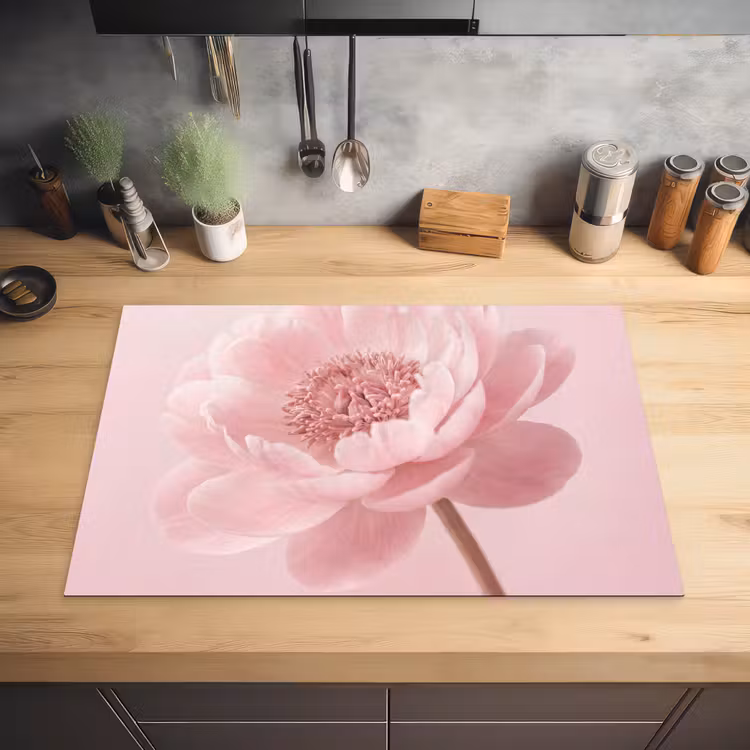 Bloem - Pioenroos - Roze Inductie beschermer vinyl 3mm klein -sfeer5