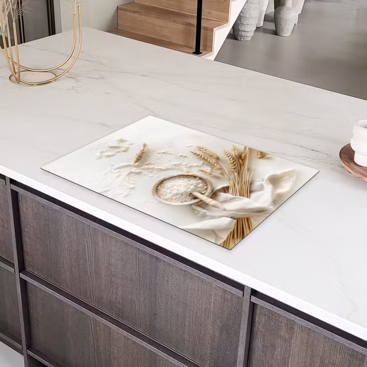 Bloem - Hout - Tarwe Inductie beschermer vinyl 3mm klein -sfeer8