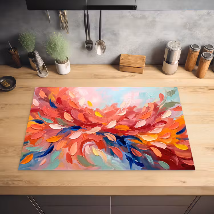 Bloemen - Abstract - Kunst - Modern Inductie beschermer vinyl 3mm klein -sfeer5