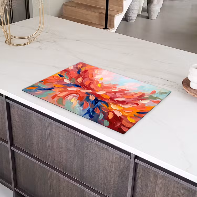 Bloemen - Abstract - Kunst - Modern Inductie beschermer vinyl 3mm klein -sfeer8