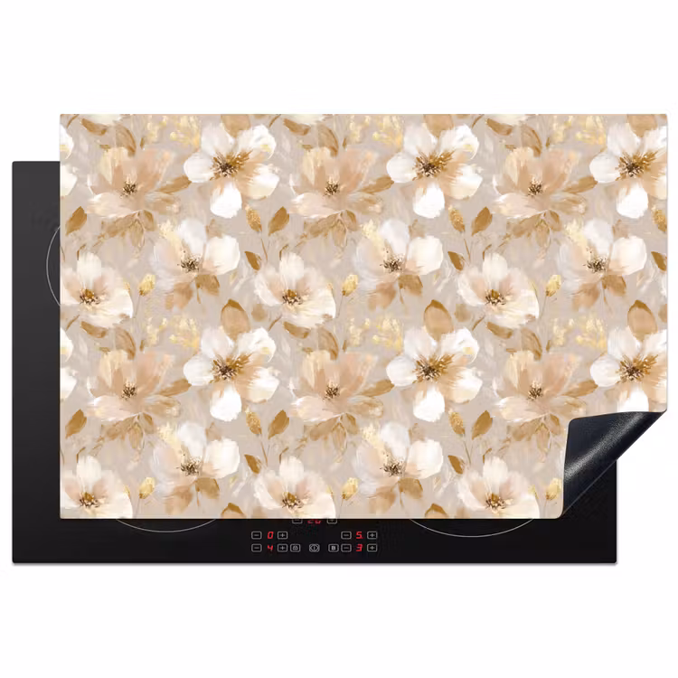 Bloemen - artistiek - Goud Inductie beschermer vinyl 3mm klein 276 -3d