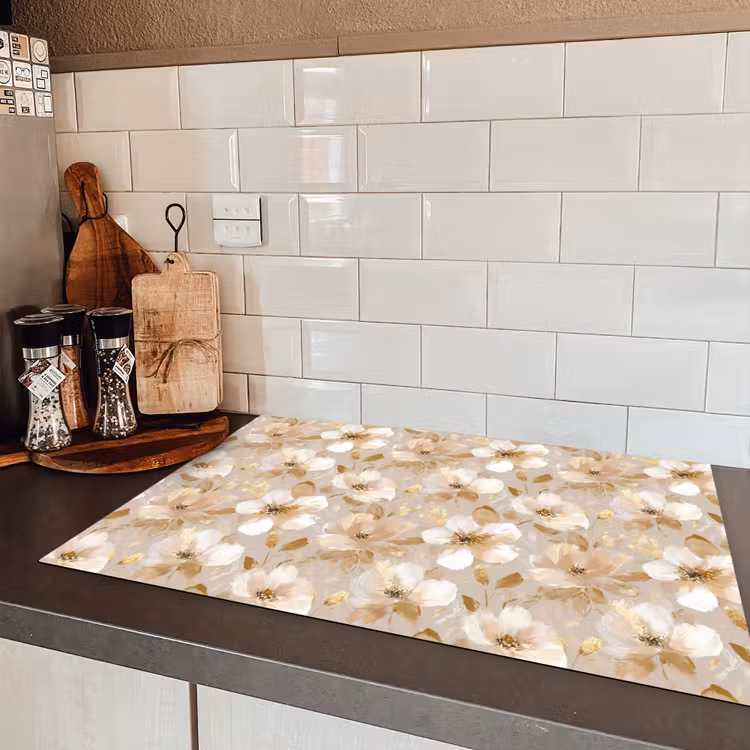 Bloemen - artistiek - Goud Inductie beschermer vinyl 3mm klein 276 -sfeer3