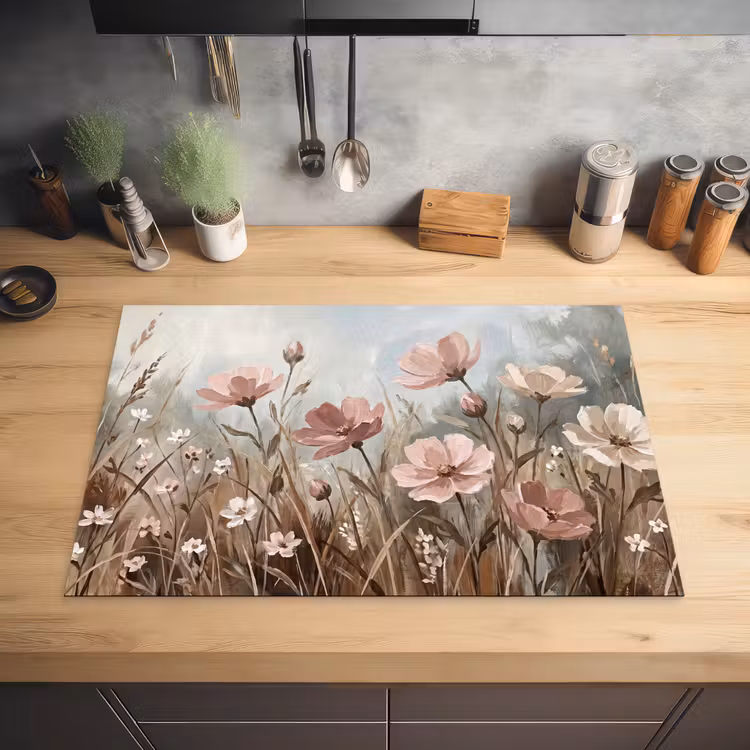 Bloemen - Botanisch - Schilderij - Pastel - Rustiek Inductie beschermer vinyl 3mm klein -sfeer5