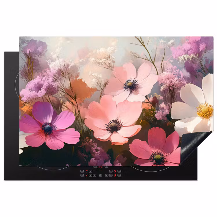 Bloemen - Kleurrijk - Bloei Inductie beschermer vinyl 3mm klein -3d