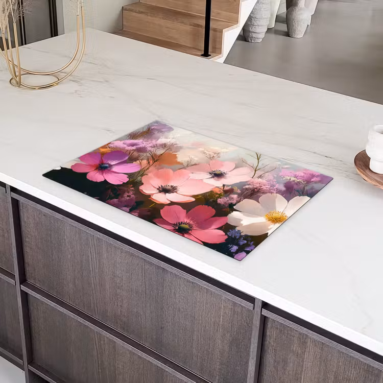 Bloemen - Kleurrijk - Bloei Inductie beschermer vinyl 3mm klein -sfeer8