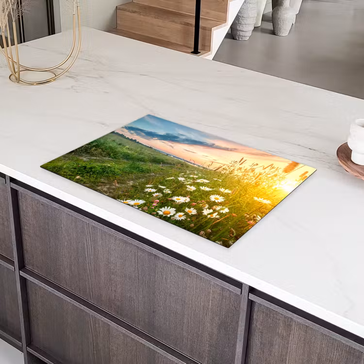 Bloemen - Madelief - Natuur - Zon - Horizon Inductie beschermer vinyl 3mm klein -sfeer8