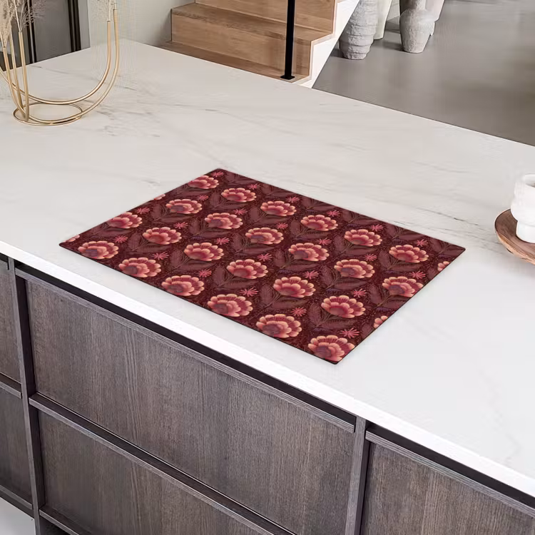 Bloemen - Waaier - Paars Inductie beschermer vinyl 3mm klein 276 -sfeer8