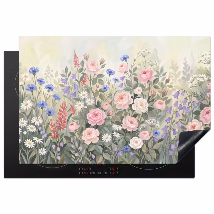 Bloemen - Tuin - Natuur - Kleurrijk Inductie beschermer vinyl 3mm klein -3d
