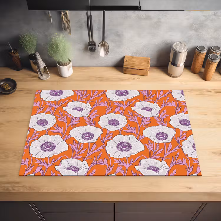 Bloemen - Grafisch - Oranje Inductie beschermer vinyl 3mm klein 276 -sfeer5